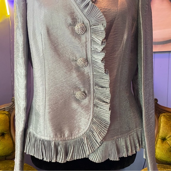 Vintage Kasper Gold Label Ruffled Metallic Jacket - Picture 4 of 9